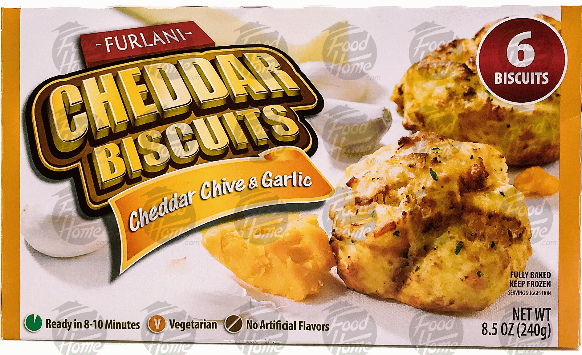 Furlani  cheddar chive & garlic cheddar biscuits, 6 biscuits, frozen box Full-Size Picture